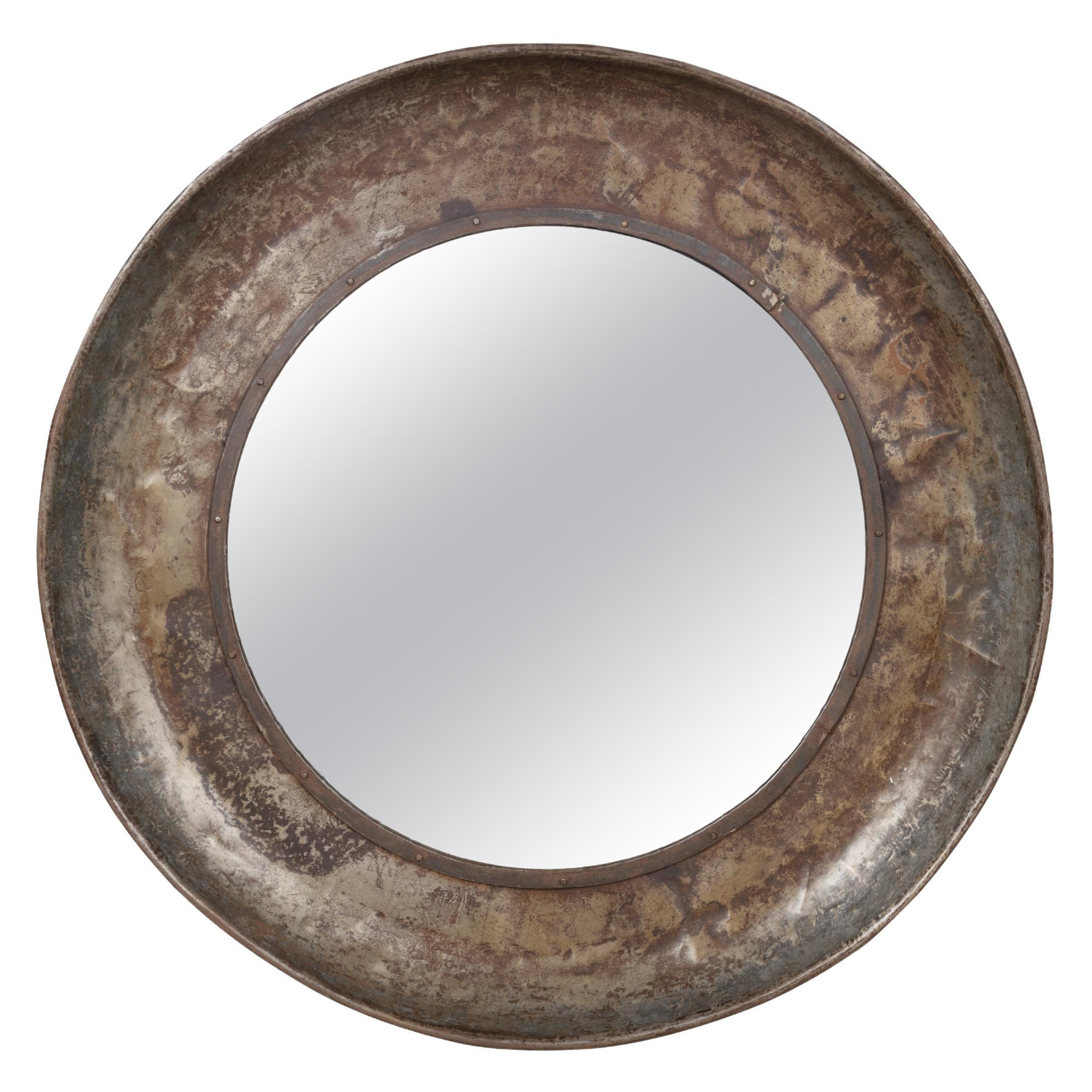 Round Mirror with Metal Border