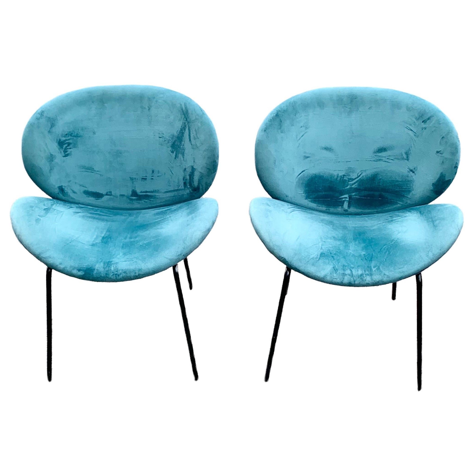 Fine Pair of MCM Style Velvet Tub Chairs at 1stDibs