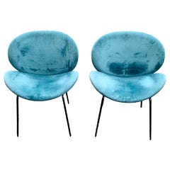 Fine Pair of MCM Style Velvet Tub Chairs
