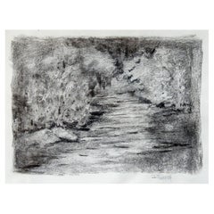 Drawing impressionniste vintage - Chemin de forêt anthracite