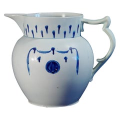 English Pearlware Pottery Blue and White Jug