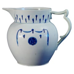 English Pearlware Pottery Blue and White Jug