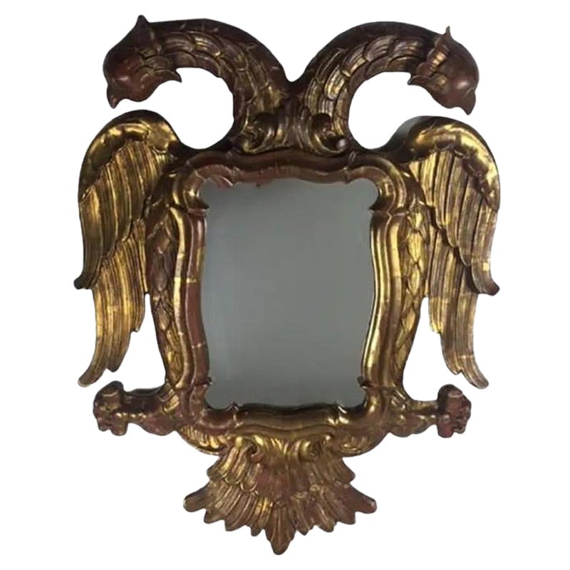 Late 19th Century Carved Giltwood Two-headed-eagle Wall Mirror For Sale