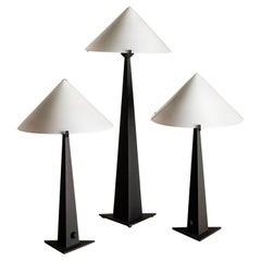 Postmodern Metal and Glass Table Lamps, Set of 3