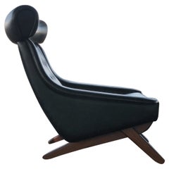 Illum Wikkelso ‘Ox Chair’, 1960s Newly Reupholstered in Soft Black Leather