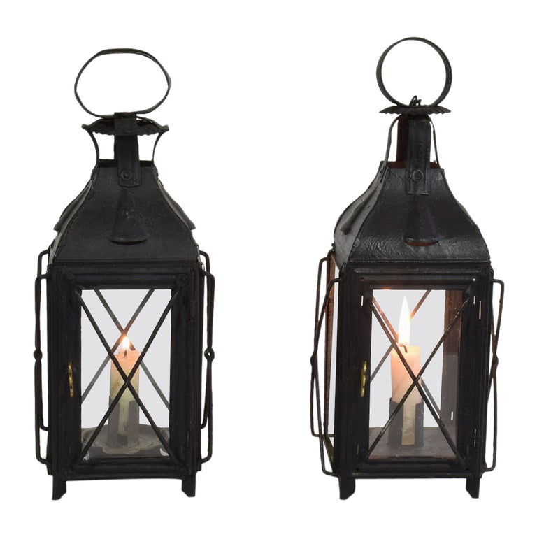 Pair of French, 19th Century Metal Lanterns For Sale at 1stDibs