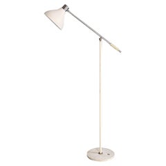 Italian Mid-Century Modern White and Chrome Floor Lamp, 1960s