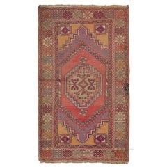 3.8x6,5 Ft einzigartiger türkischer Dorfteppich, handgeknüpfter Vintage-Teppich aus orientalischer Wolle