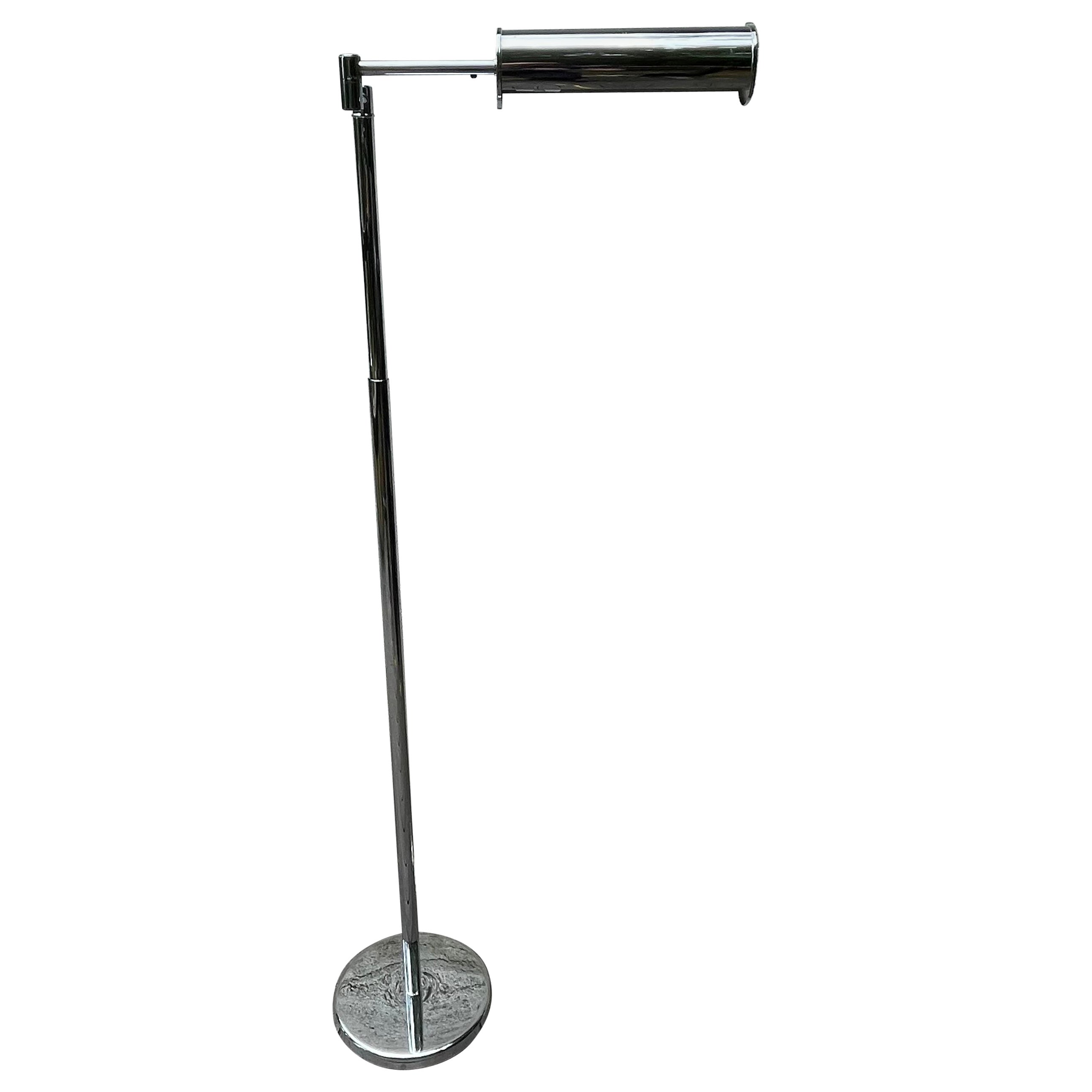 Mid Century Articulating Swing Arm Chrome Floor Lamp by Nessen Studios NYC For Sale