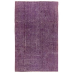 6.9x10.4 Ft Contemporary Hand Knotted Anatolian 1960's Area Rug Re-Dyed in Lilac