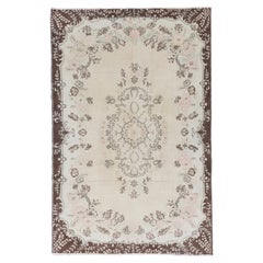 7x11 Ft Feiner handgeknüpfter Anatolischer Vintage-Teppich mit Blumen-Garten-Design