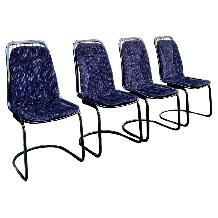 Gastone Rinaldi, Set of Four Black Highback Dining Chairs, Ca. 1970s For Sale