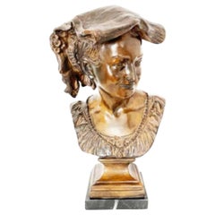 Bronze Sculpture Female Bust by Jean Baptiste Carpeaux, Antiques