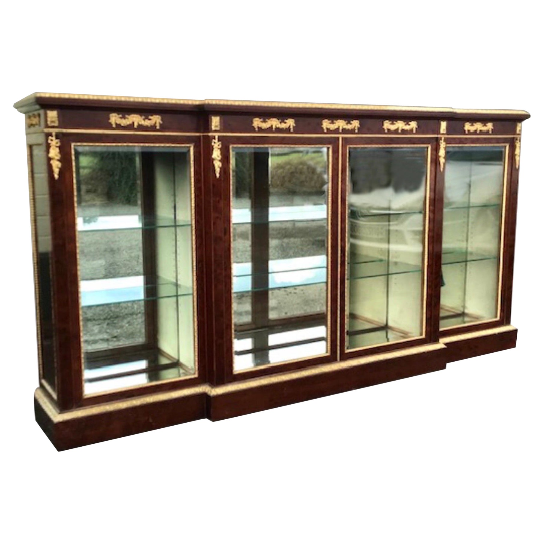Long Antique Napoleon 111 Display Cabinet, Credenza For Sale