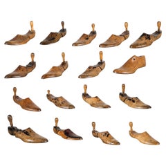 Collection of 17 Antique Wooden Shoe Forms, c.1920