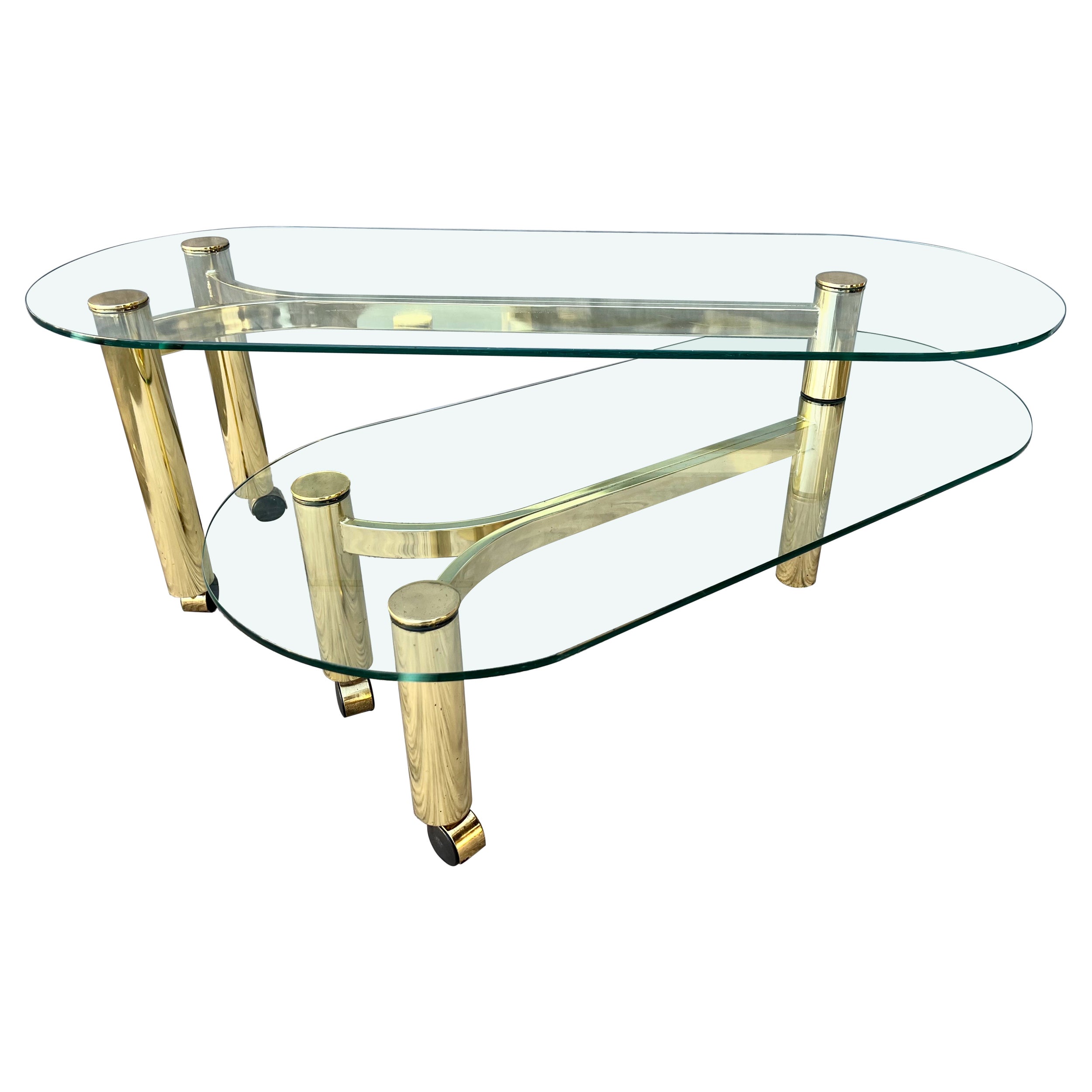 Swivel Brass and Glass Coffee Table by DIA Design Institute America