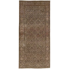 Antiker persischer Malayer-Brauner handgefertigter Wollteppich mit Allover-Muster