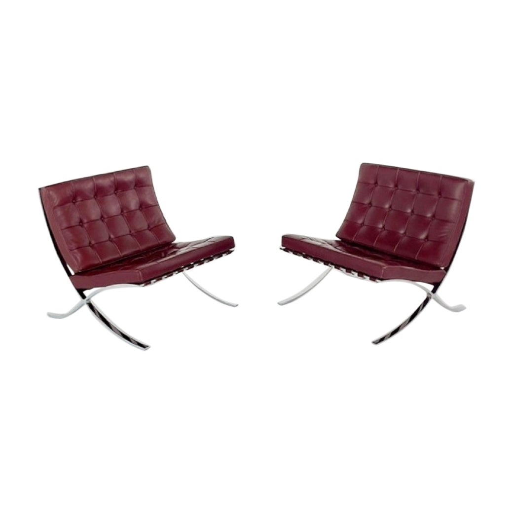 Pair Mid-Century Modern Lounge Chairs by Ludwig Mies van der Rohe, Knoll