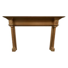 Reproduction Mahogany Fireplace Mantel with Fluted Columns and Carved Capitals