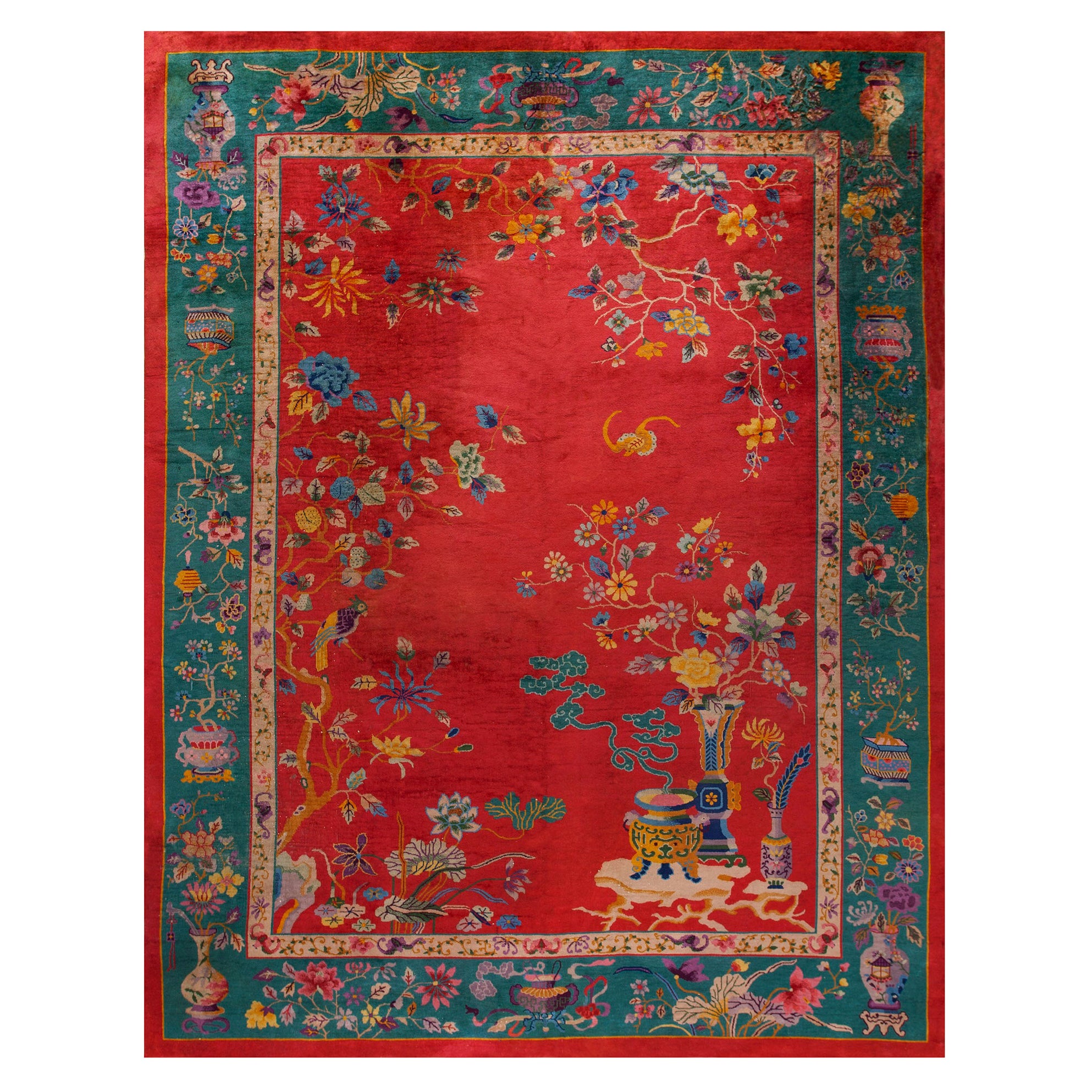 1920s Chinese Art Deco Carpet ( 9' x 11' 8'' - 275 x 355 cm ) For Sale