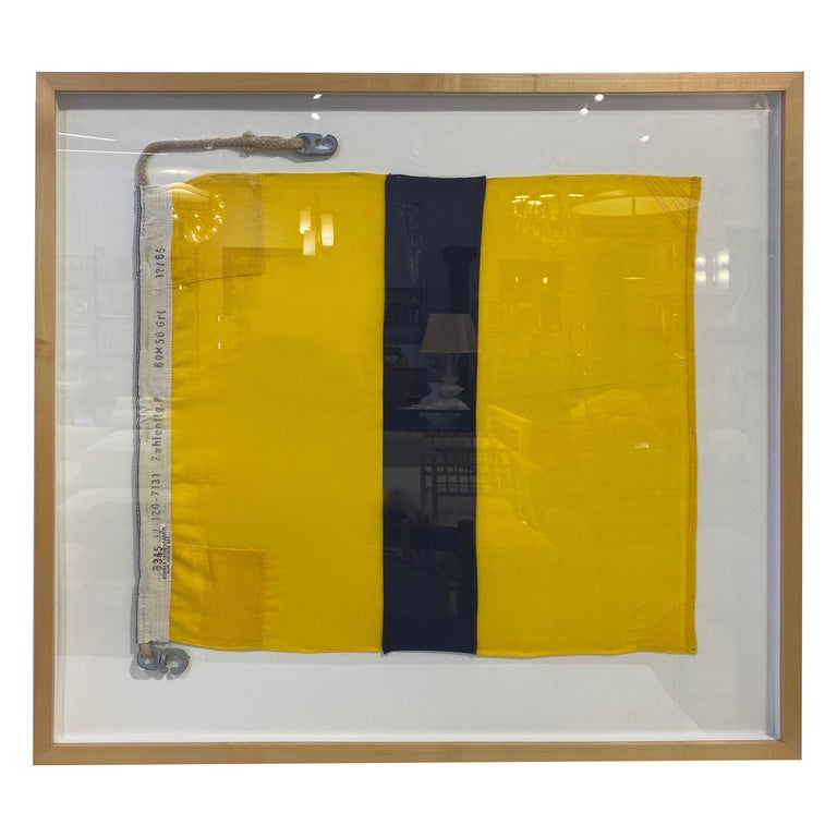 Framed Ww ii Nautical Signal Flag 'Yellow and Blue' For Sale at 1stDibs