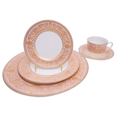 Service for 12, 72 Pieces Royal Worcester Pink Gilt Encrusted Dinner Service