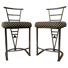 Pair of 1980s Postmodern Counter Height Stools by Design Institute America
