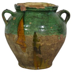 French 19th Century Green Glazed Ceramic Confit Jar