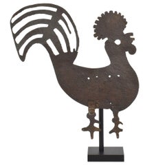 17th/ 18th Century, French Folk Art Hand Forged Iron Rooster, Weathervane