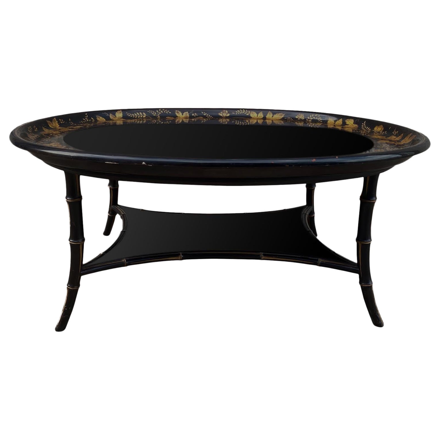 Mid Century Oval Brass Tray Coffee Table Moroccan at 1stDibs