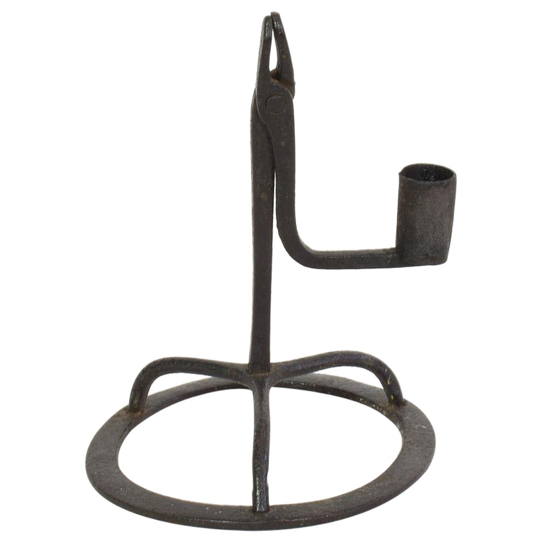 French, 17/ 18th Century Hand Forged Iron Candleholder For Sale