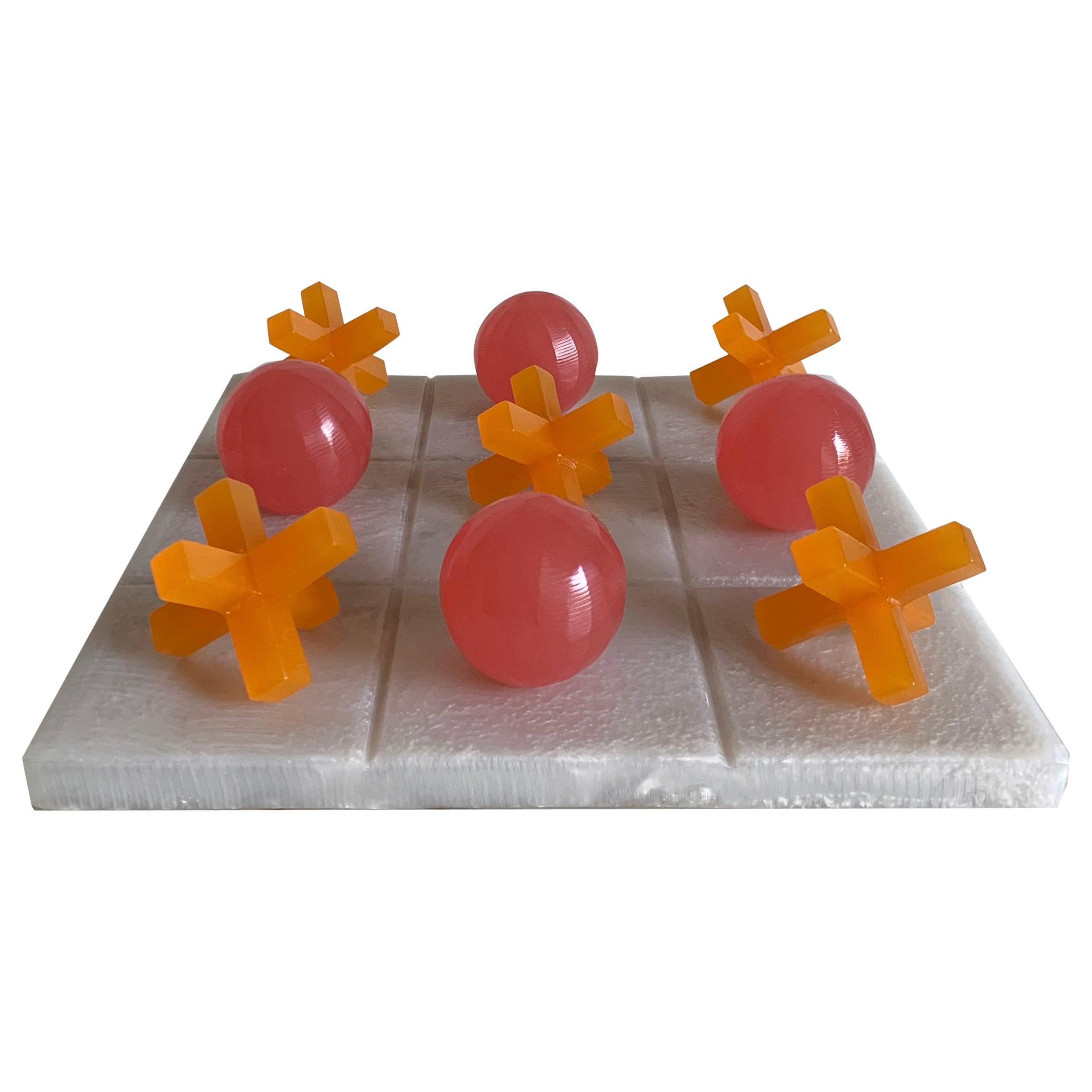 Orange and Pink Resin Tic Tac Toe by Paola Valle For Sale