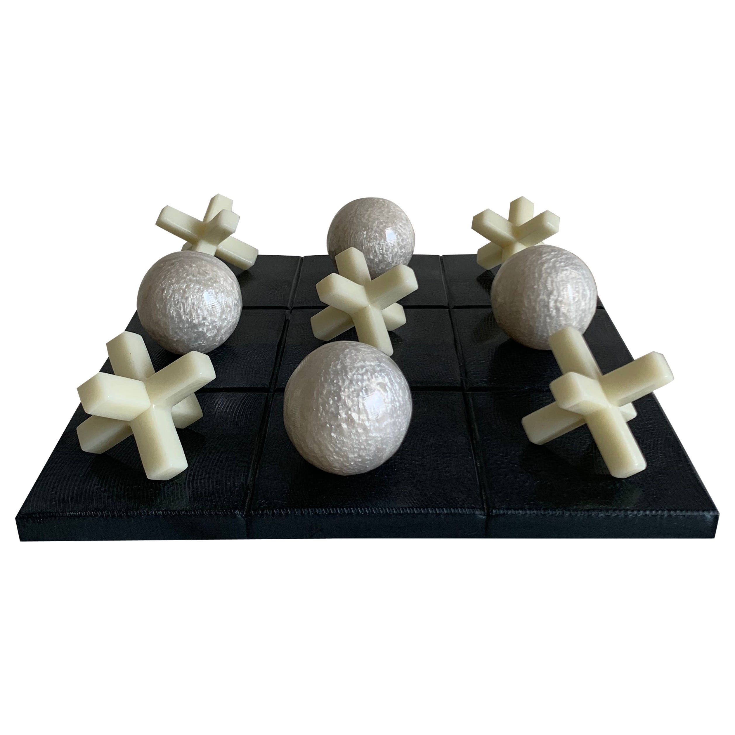 White Pearl Resin Tic Tac Toe by Paola Valle For Sale