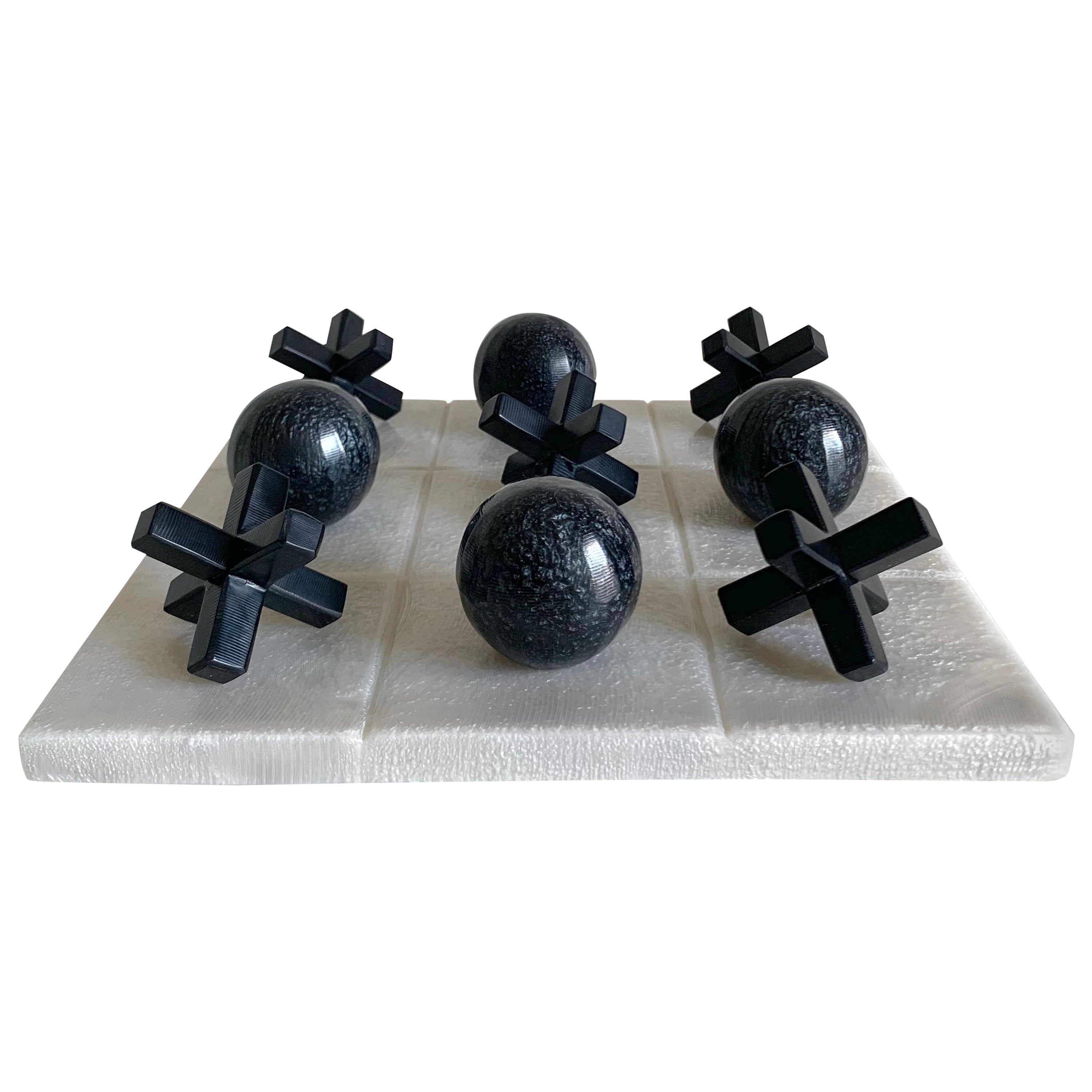 Black Pearl Resin Tic Tac Toe by Paola Valle For Sale