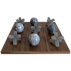Grey & White Resin and Wood Tic Tac Toe by Paola Valle