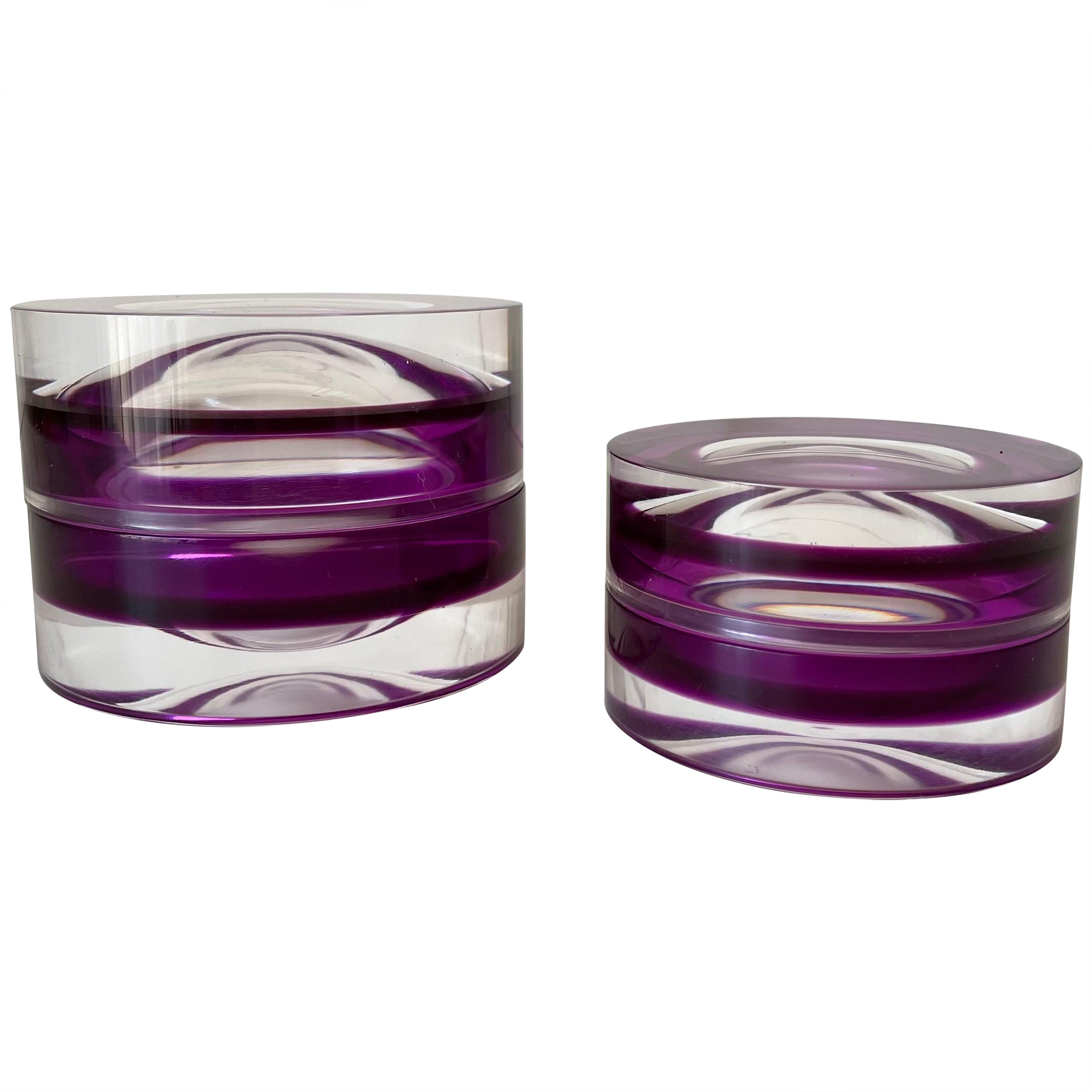 Purple Acrylic Large Round Box by Paola Valle For Sale