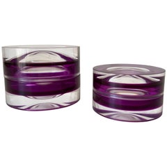 Purple Acrylic Large Round Box by Paola Valle