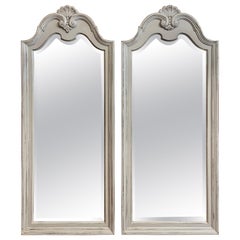 Pair of Large Carved Painted Beveled Mirrors