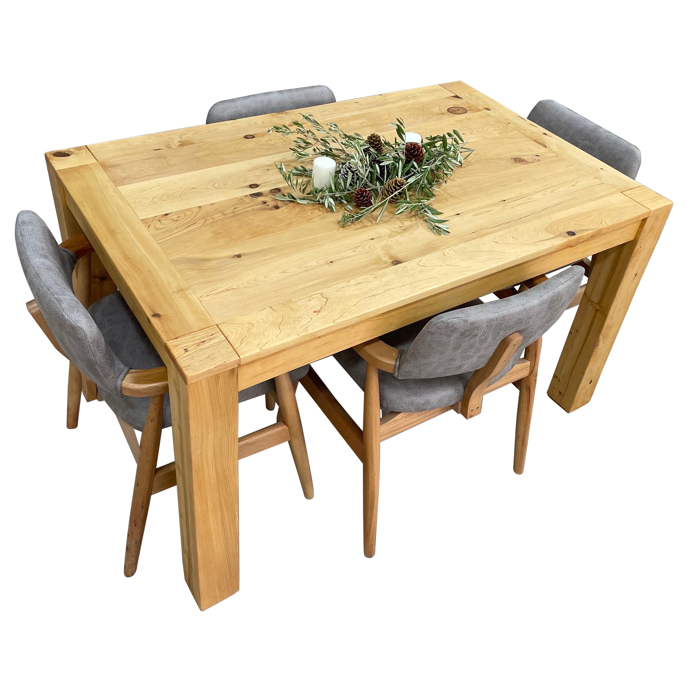 Scandinavian Modern Style Dining Table in Solid Cedar Wood, Made to Order For Sale