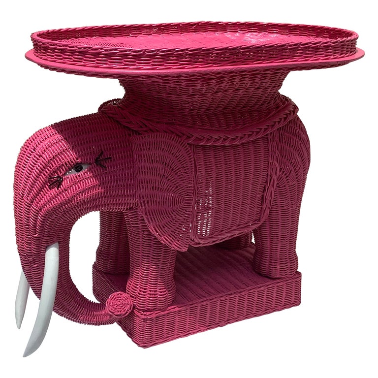 Rattan Elephant Tray Table For Sale at 1stDibs