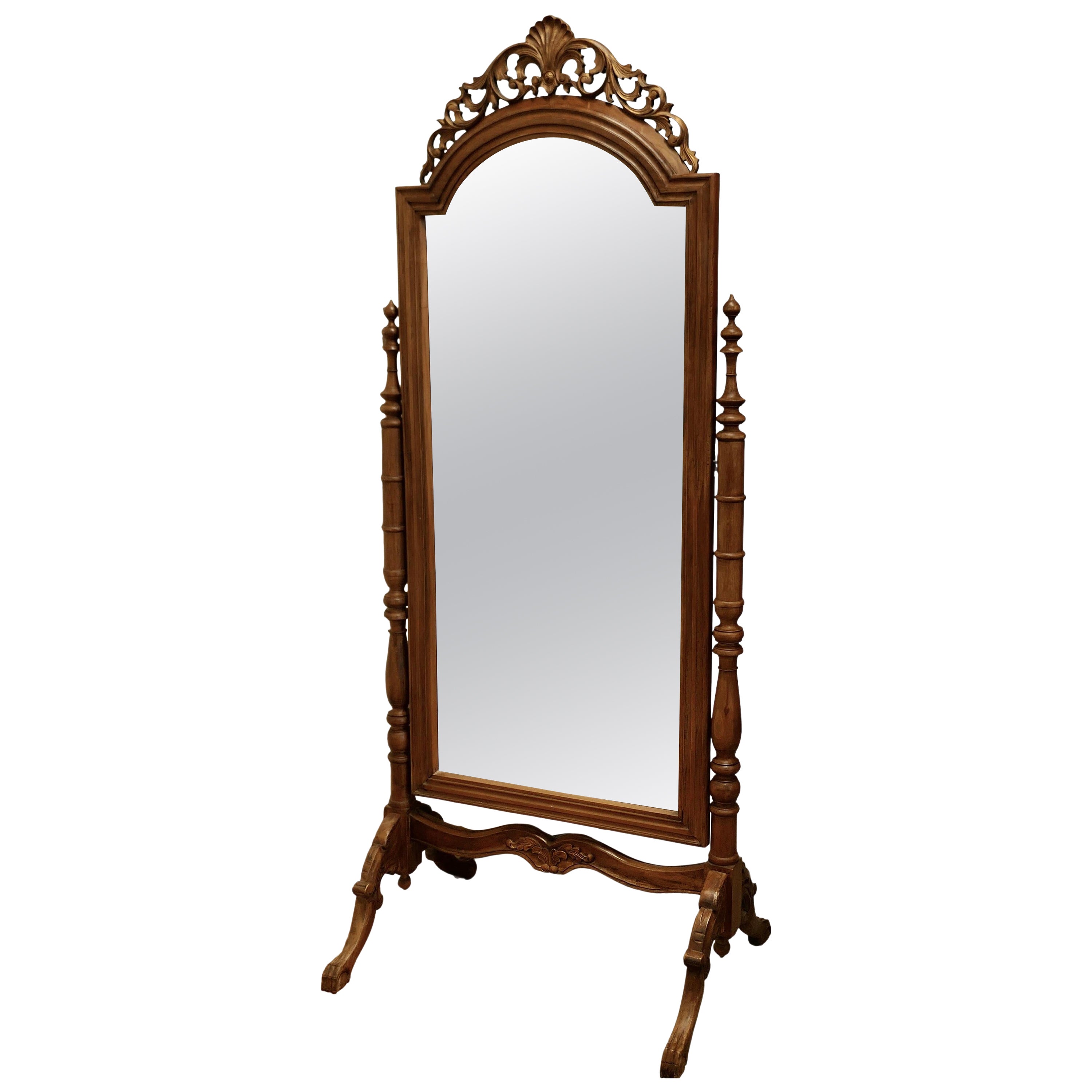 Anglo Indian Style Carved Cheval Mirror