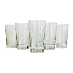 Ensemble de six verres de bar à pois gravés, vers les années 1970