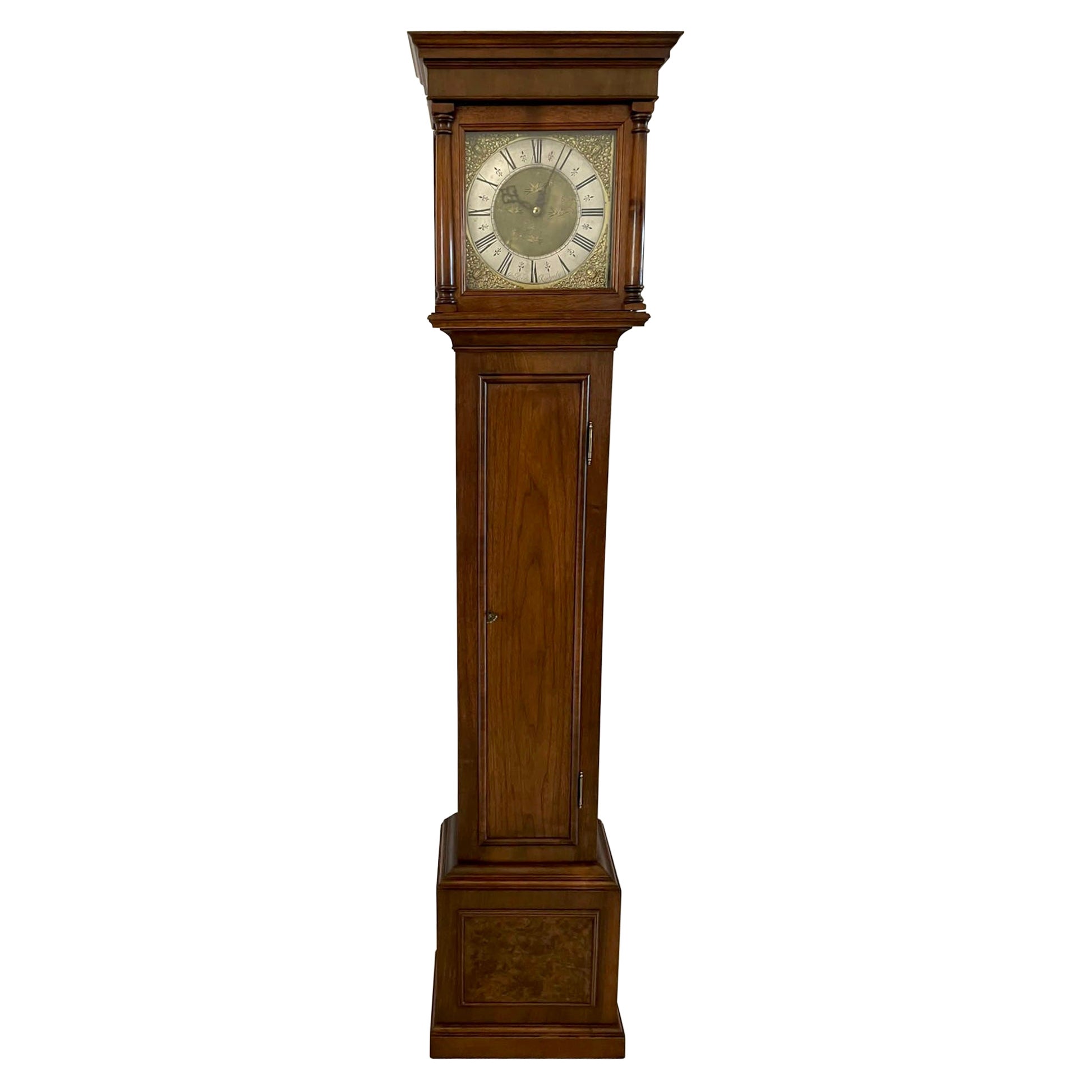 Antique Brass Face Quality Walnut Long Case Clock by Rice of