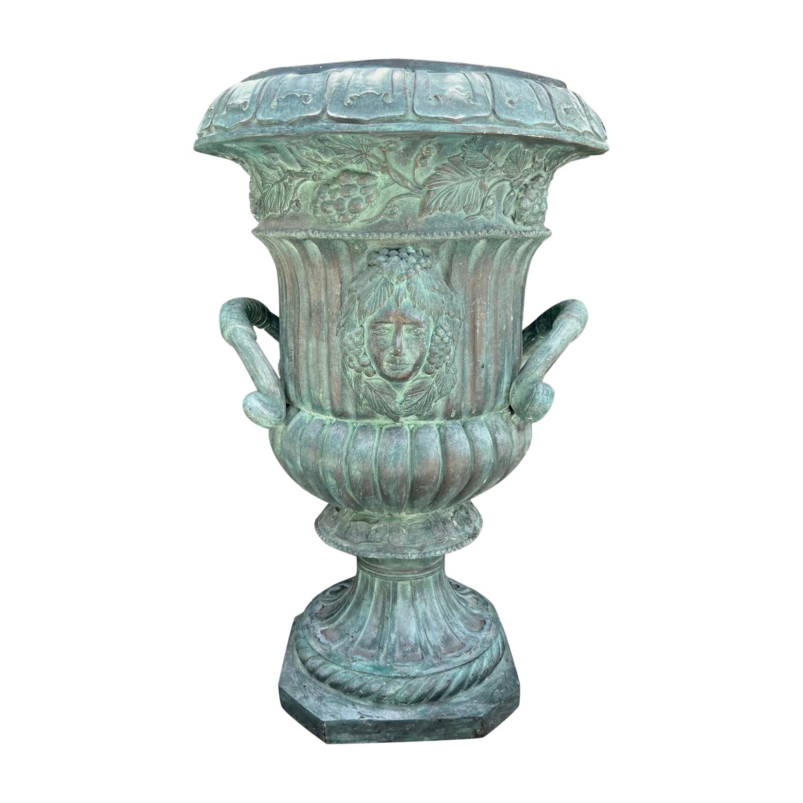 Art Nouveau Bronze Urn with Verdigris Patina, France, circa 1920s