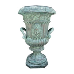 Art Nouveau Bronze Urn with Verdigris Patina, France, circa 1920s