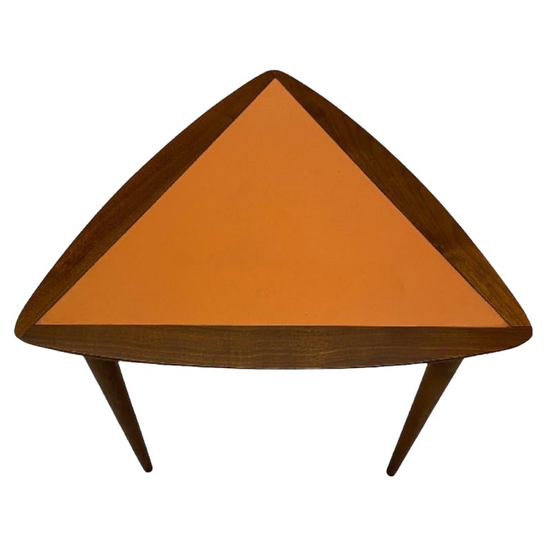 Arthur Umanoff Walnut Triangular Side Table