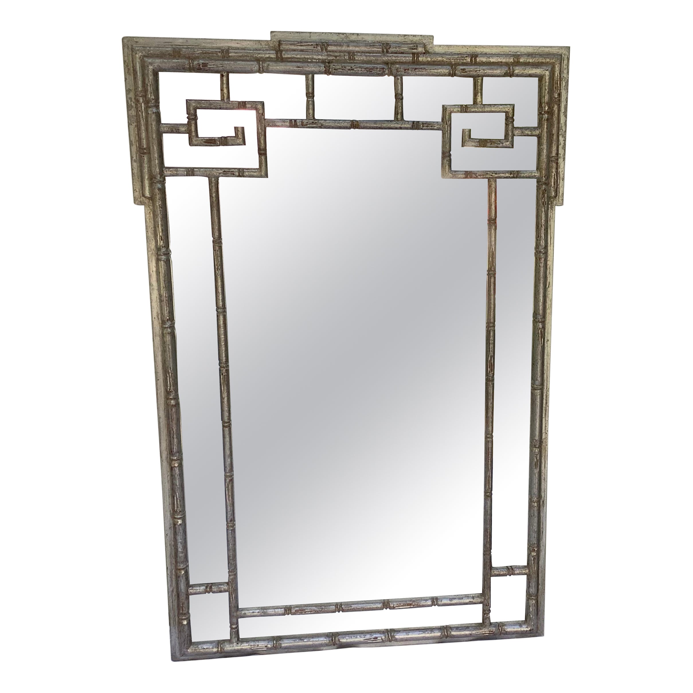 Faux Bamboo Greek Key Italian Mirror, by Palladio For Sale