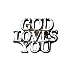 Late 20th Century Tiffany Sterling Silver God Loves You Lapel Tie Pin