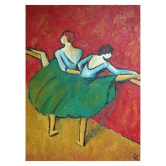 Pintura al óleo figurativa modernista sobre panel - Canadá - Circa 1950's