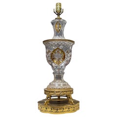 Italian Neo-Classical Style Amber Cut Glass and Brass Table Lamp